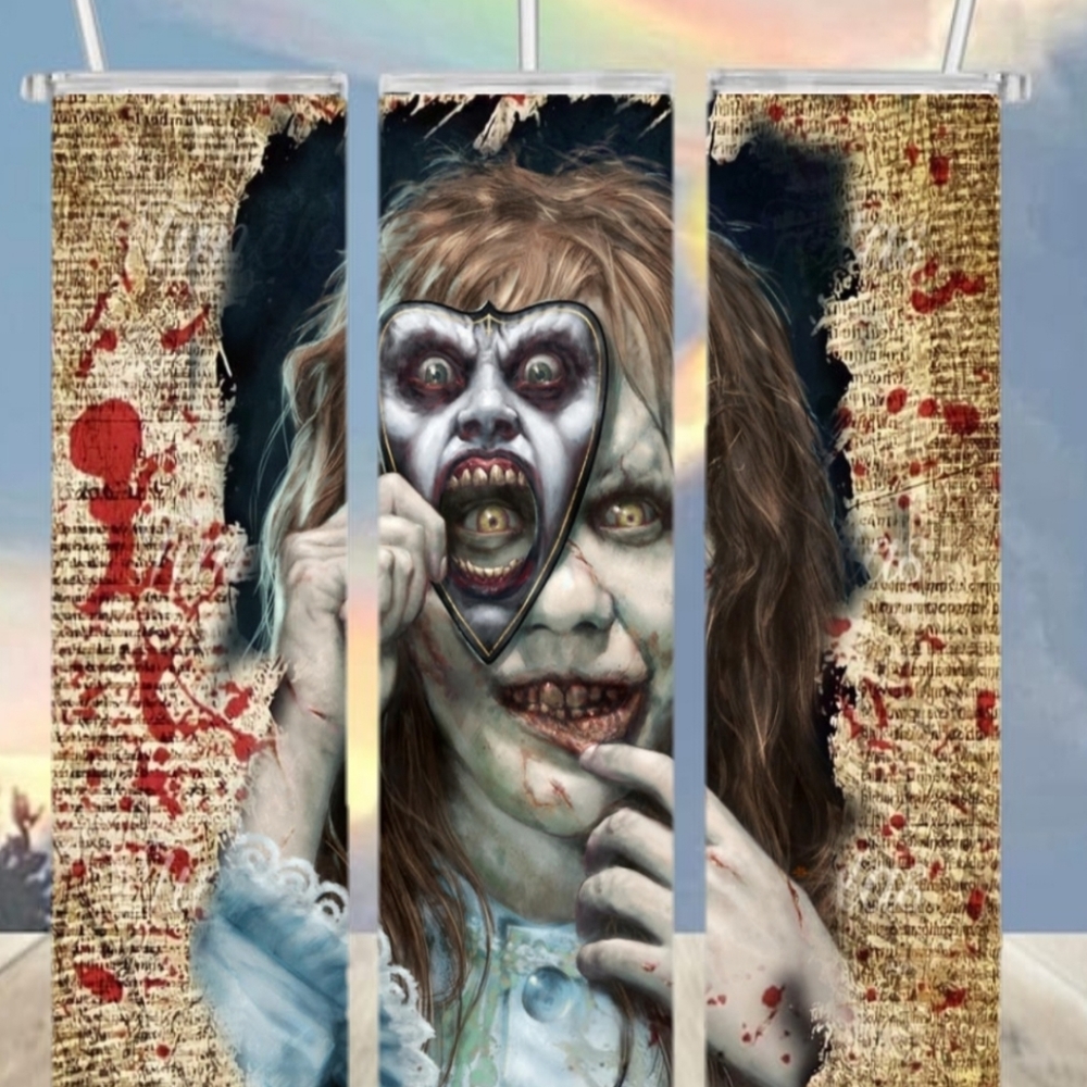 Horror exorcist girl Halloween spooky tumbler